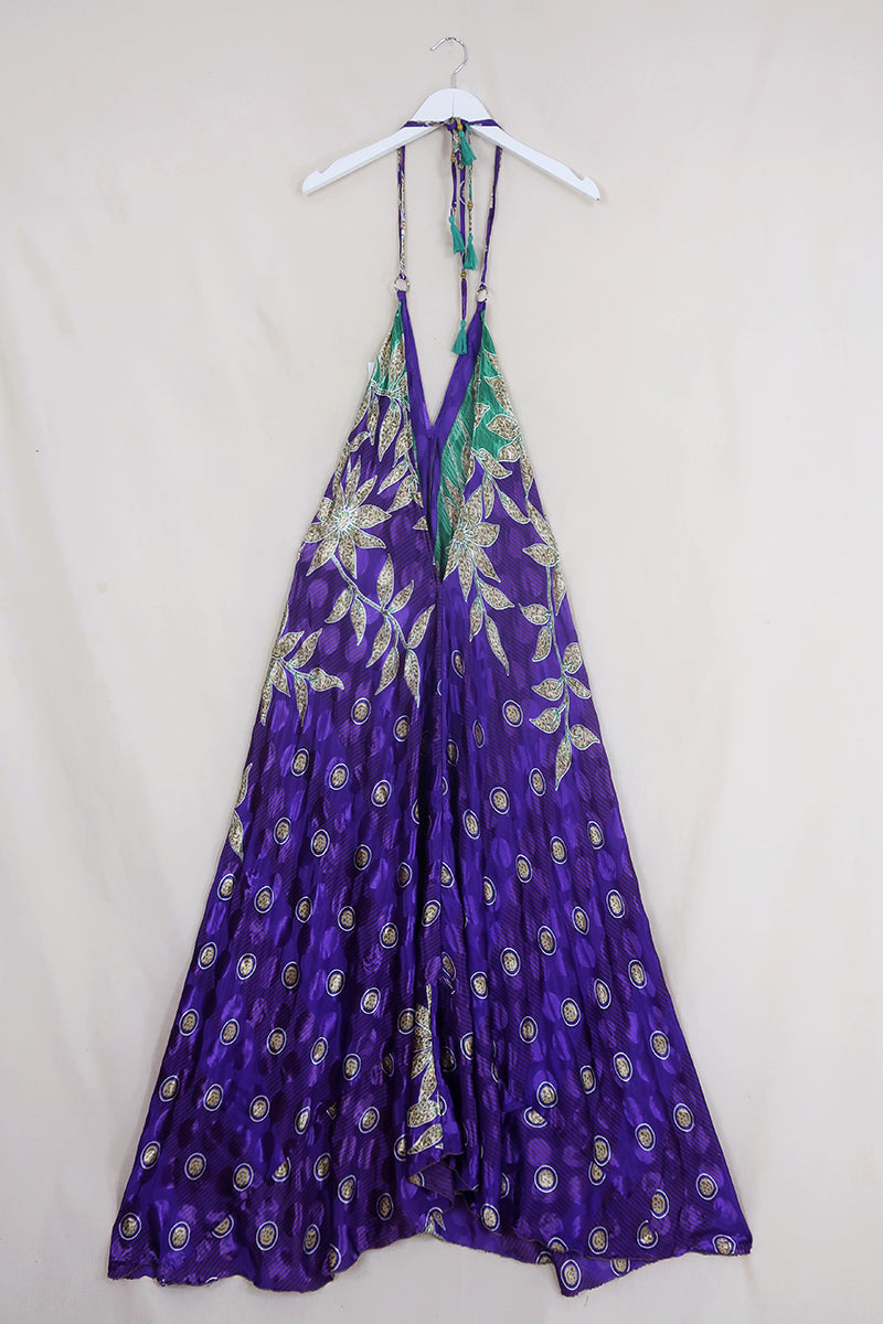 SALE | Athena Maxi Dress - Vintage Sari - Purple Polka Dot - M to L/XL by All About Audrey