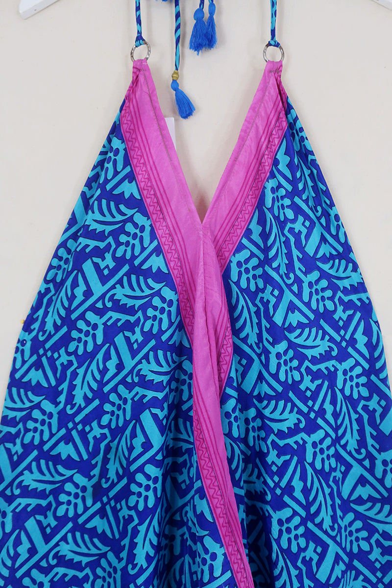 Vintage Sari Halter Maxi | Cobalt & Fuchsia | M/L | All About Audrey All About Audrey Vintage Boutique Vintage Sari Halter Maxi | Cobalt & Fuchsia | M/L | All About Audrey All About Audrey Vintage Boutique