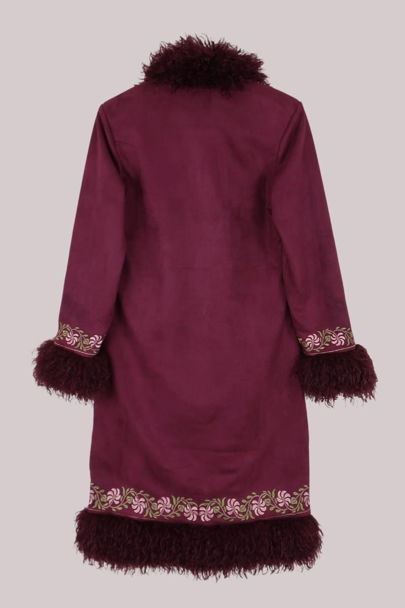 Fleetwood Embroidered Penny Lane Coat in Tango in the Night Burgundy