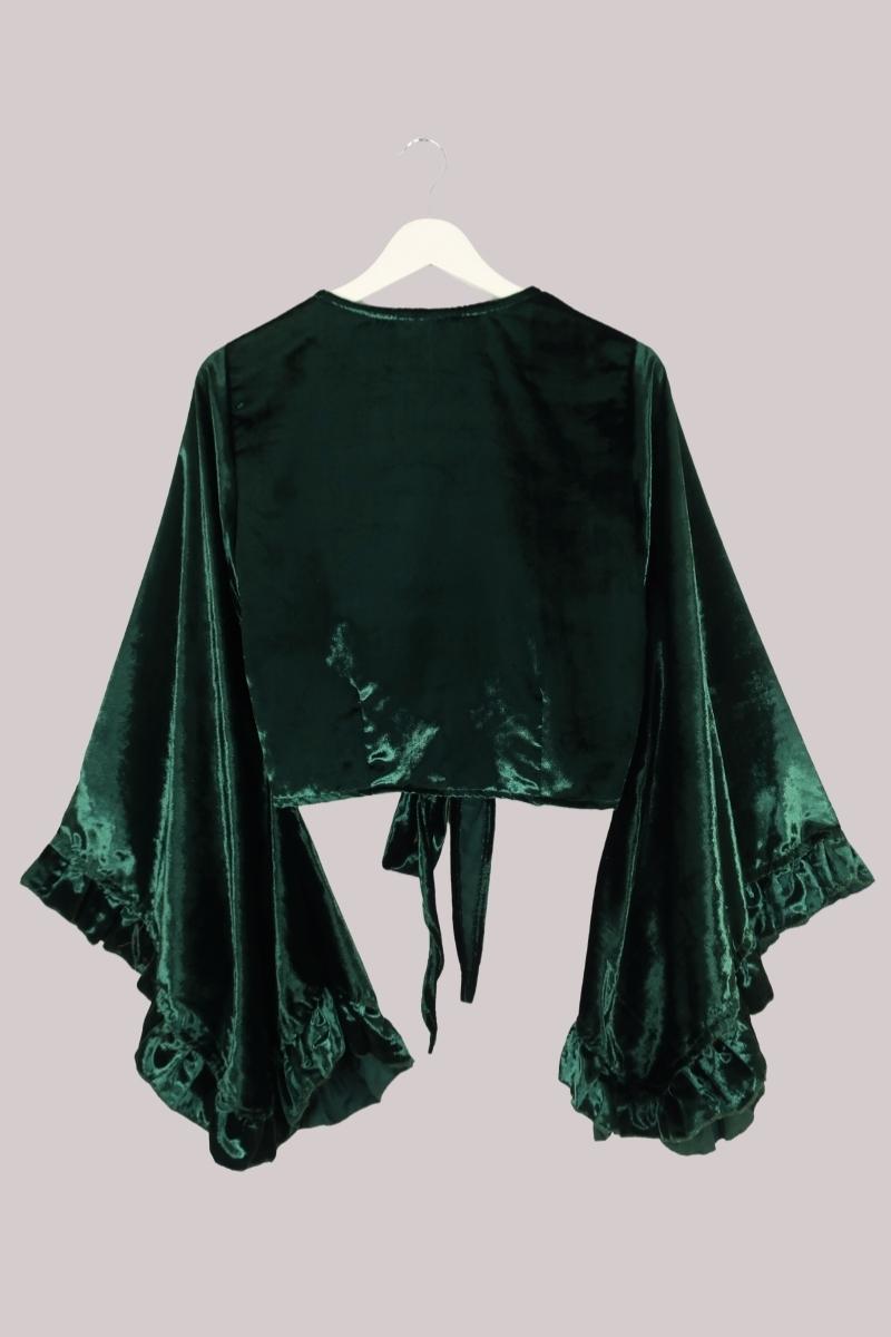 Khroma Venus Wrap Top in Diesel Green Ice Velvet