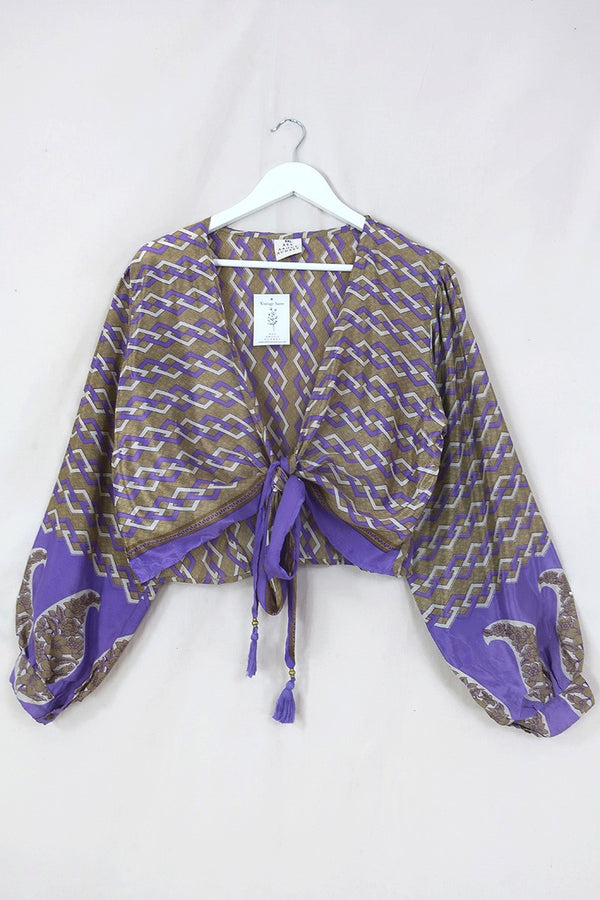 Lola Wrap Top - Chartreuse & Lilac Chains - Size XXL By All About Audrey
