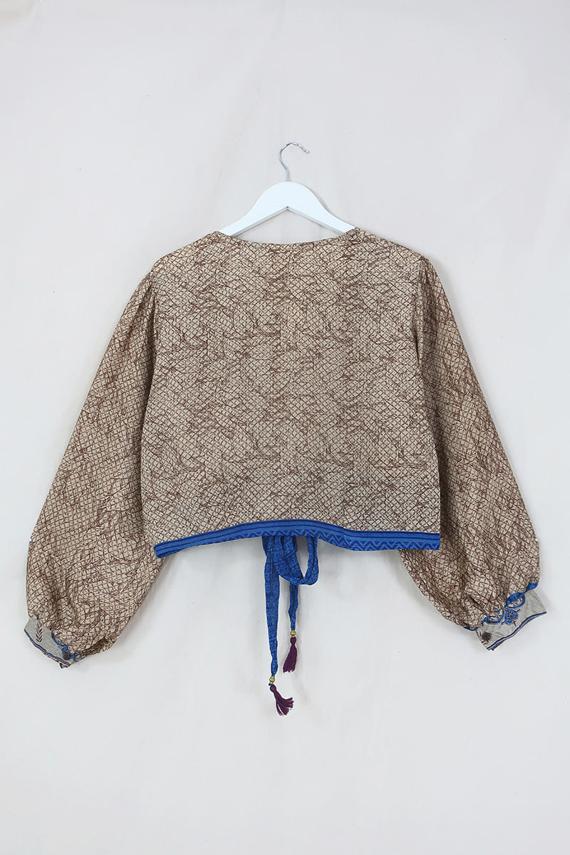 Lola Wrap Top - Sandy Beige Alocasia Leaves - Size XXL By All About Audrey