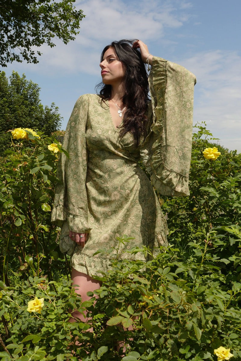 Venus Wrap Dress | Bamboo Green Floral | XS-XXXL | All About Audrey All About Audrey Vintage Boutique Venus Wrap Dress | Bamboo Green Floral | XS-XXXL | All About Audrey All About Audrey Vintage Boutique