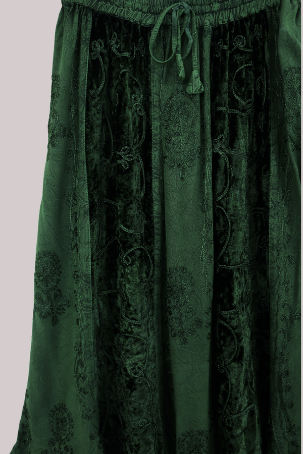 Velvet Handkerchief Midi Skirt in Pine Green - Free Size by All About Audrey