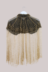 Waterfall Beaded Fringe Cloak in Golden Paisley
