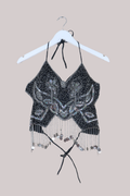 Addison Vintage Beaded Butterfly Top in Onyx Night