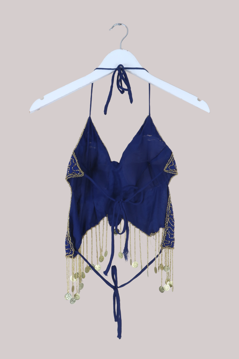 Addison Vintage Beaded Butterfly Top in Midnight Sun