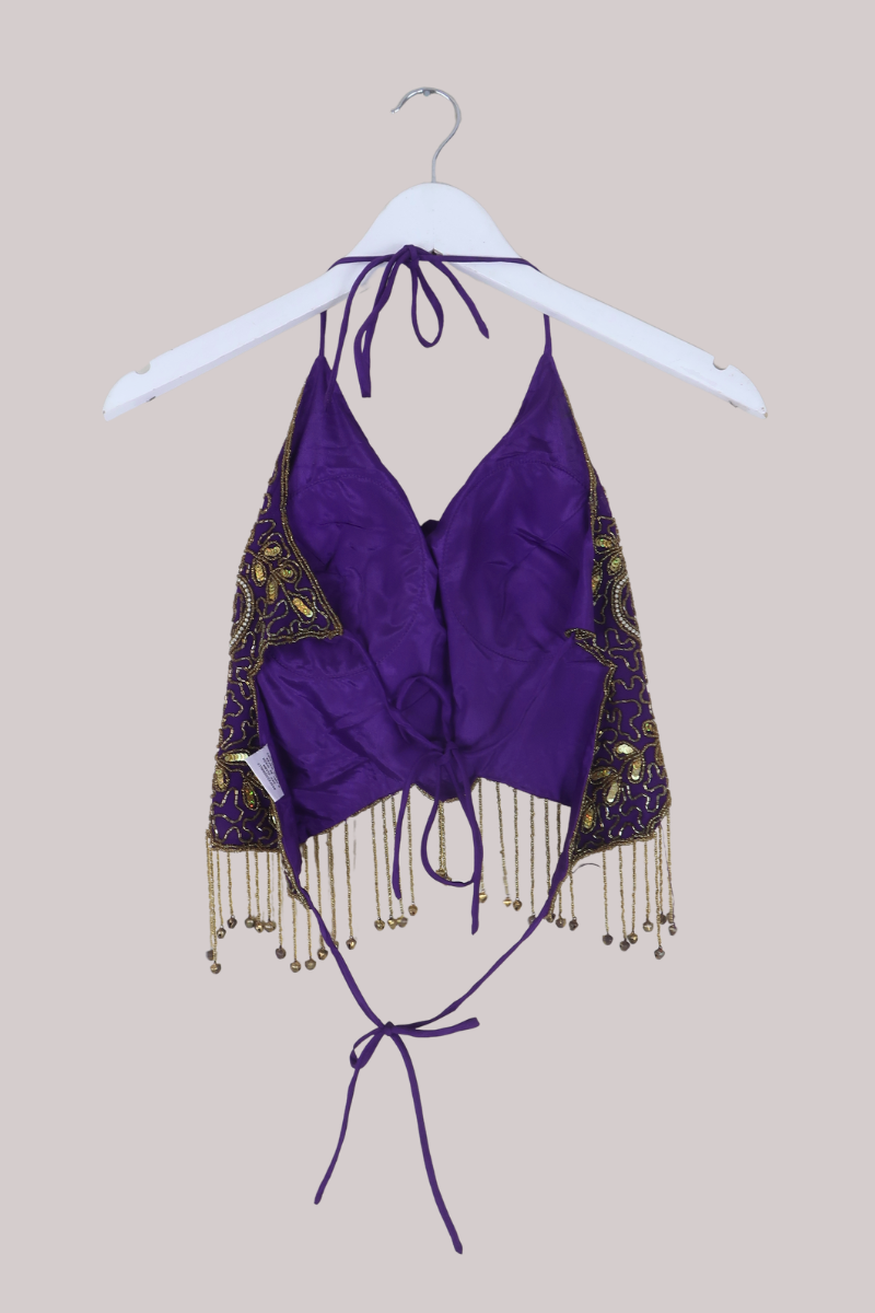 Addison Vintage Beaded Butterfly Top in Amethyst Monarch