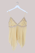 Vintage Beaded Sari Babydoll Top in Sicilian Lemon