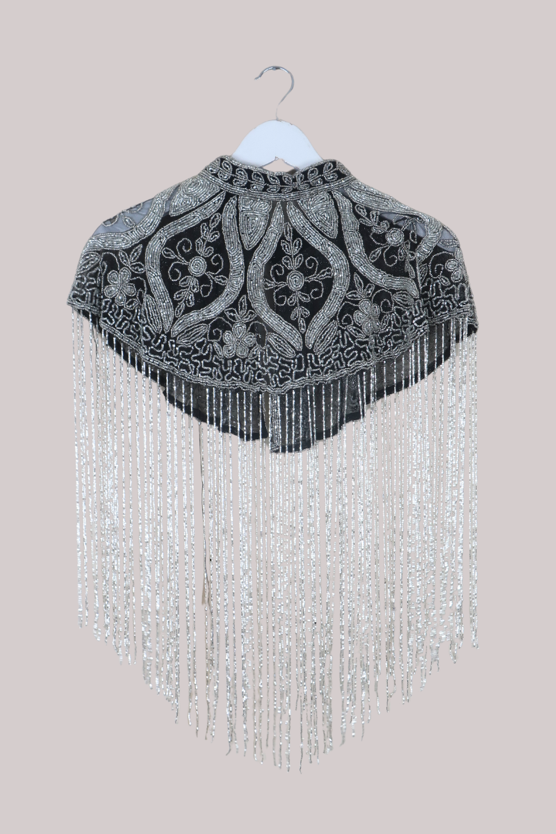 Waterfall Beaded Fringe Cloak in Glass Florals