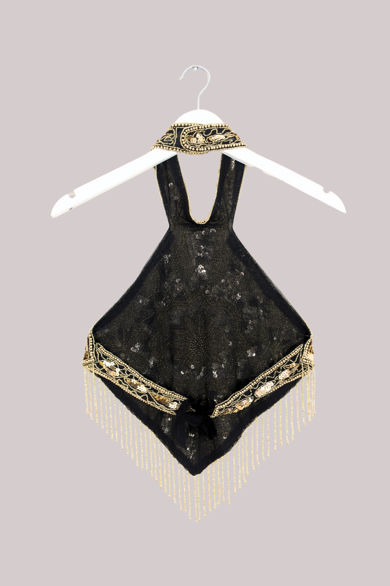 Beaded Handkerchief Halter Top in Golden Sundrop
