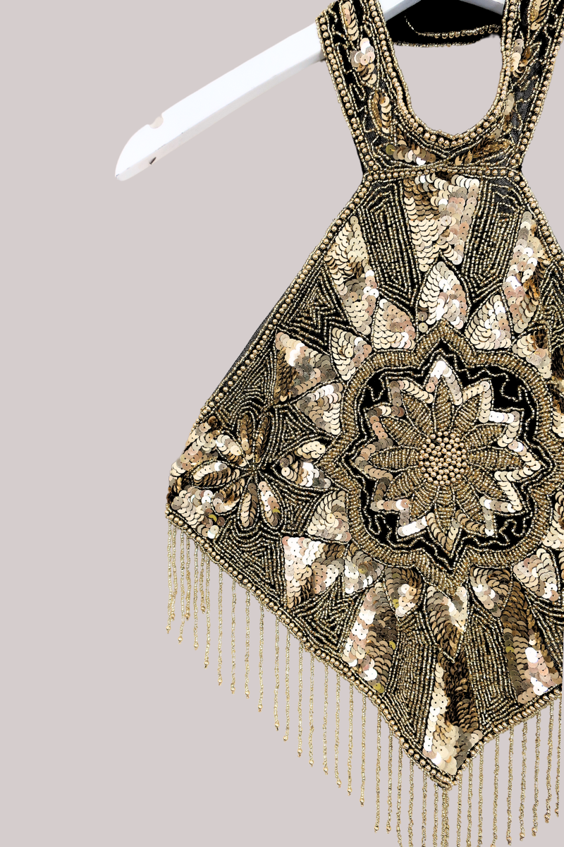 Beaded Handkerchief Halter Top in Golden Sundrop