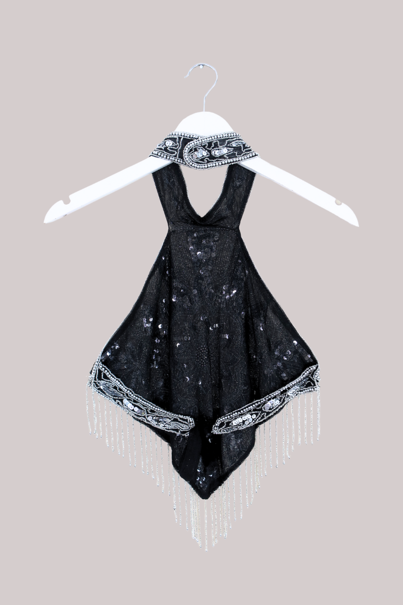 Beaded Handkerchief Halter Top in Silver Springs