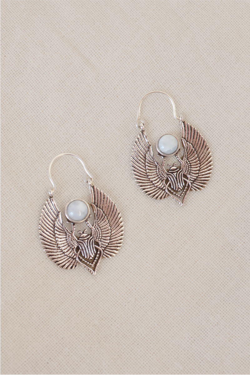 Beetle Moon Silver Plated Earrings