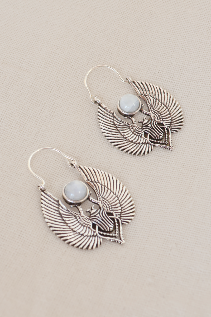 Beetle Moon Silver Plated Earrings