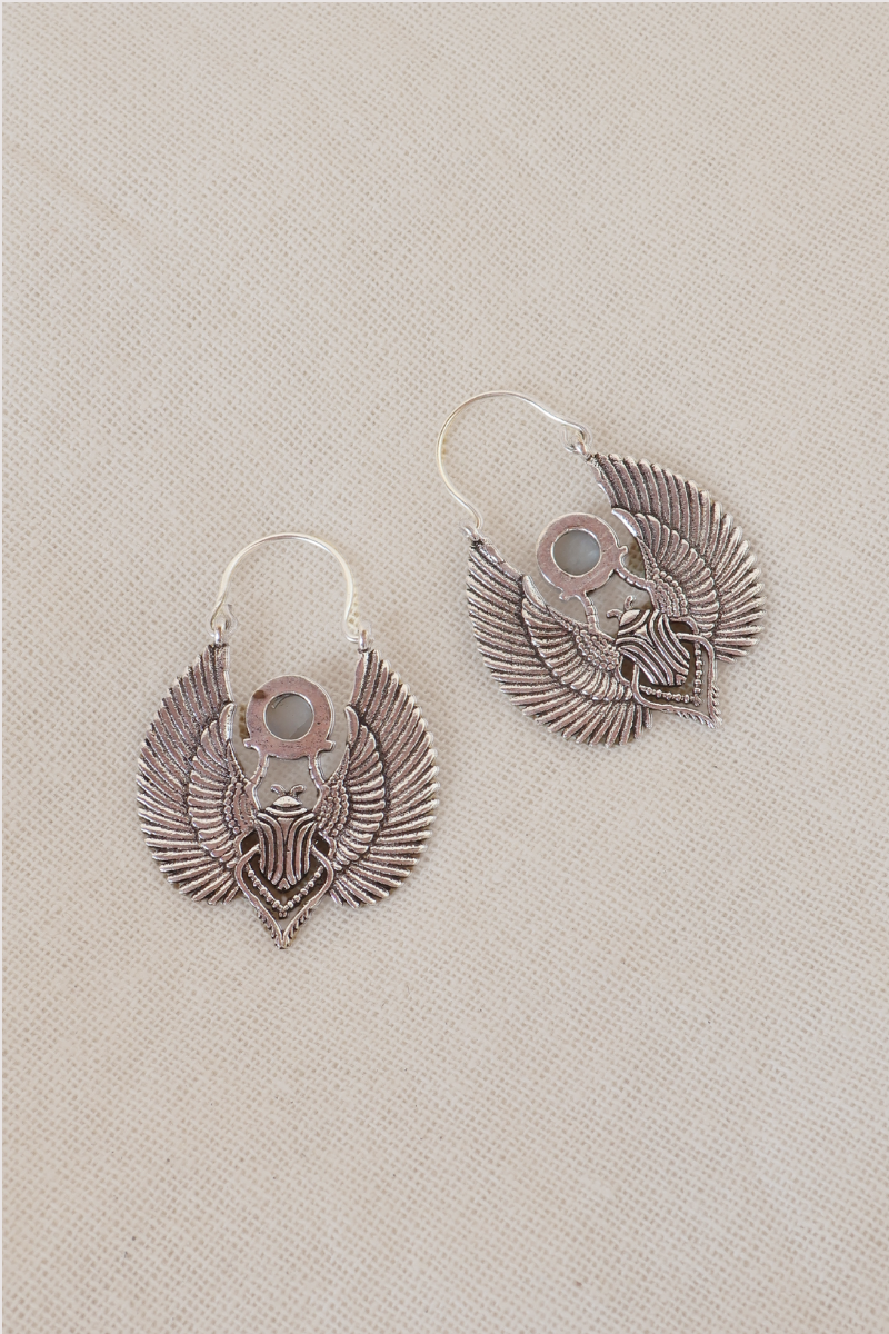 Beetle Moon Silver Plated Earrings