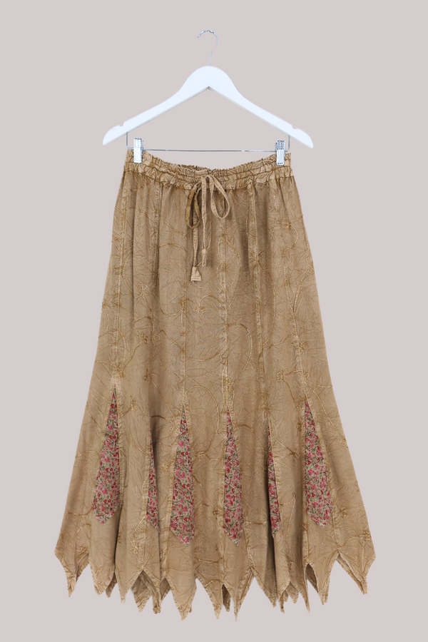 Pixie Maxi Skirt in Honey Beige Floral - Free Size by All About Audrey