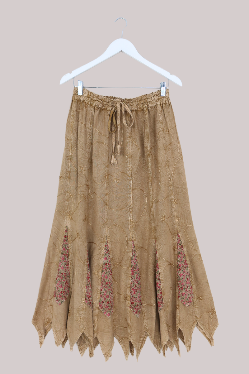 Pixie Maxi Skirt in Honey Beige Floral - Free Size by All About Audrey