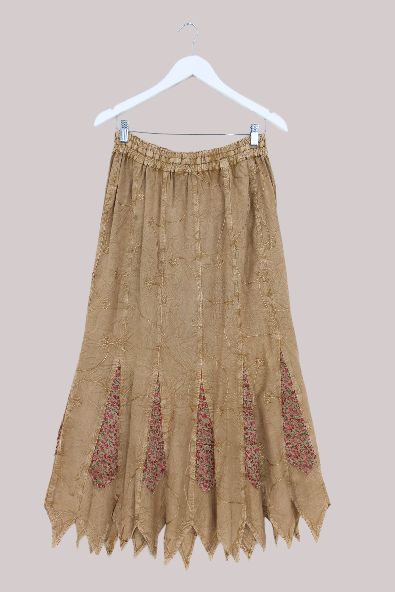 Pixie Maxi Skirt in Honey Beige Floral - Free Size by All About Audrey