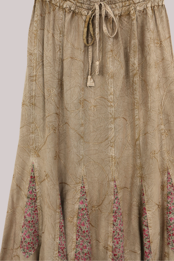Pixie Maxi Skirt in Honey Beige Floral - Free Size by All About Audrey