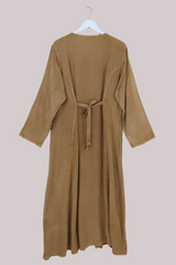 Indian Velvet Embroidered Kaftan in Honey Gold by All About Audrey