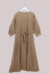 Indian Embroidered Half-Sleeve Maxi in Stone Beige Floral