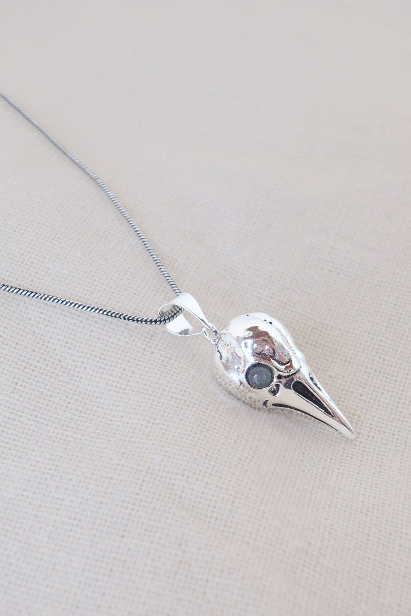 Bird Skull Silver Plated Necklace