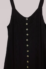 Indian Button-Up Maxi Sundress in Pitch Black