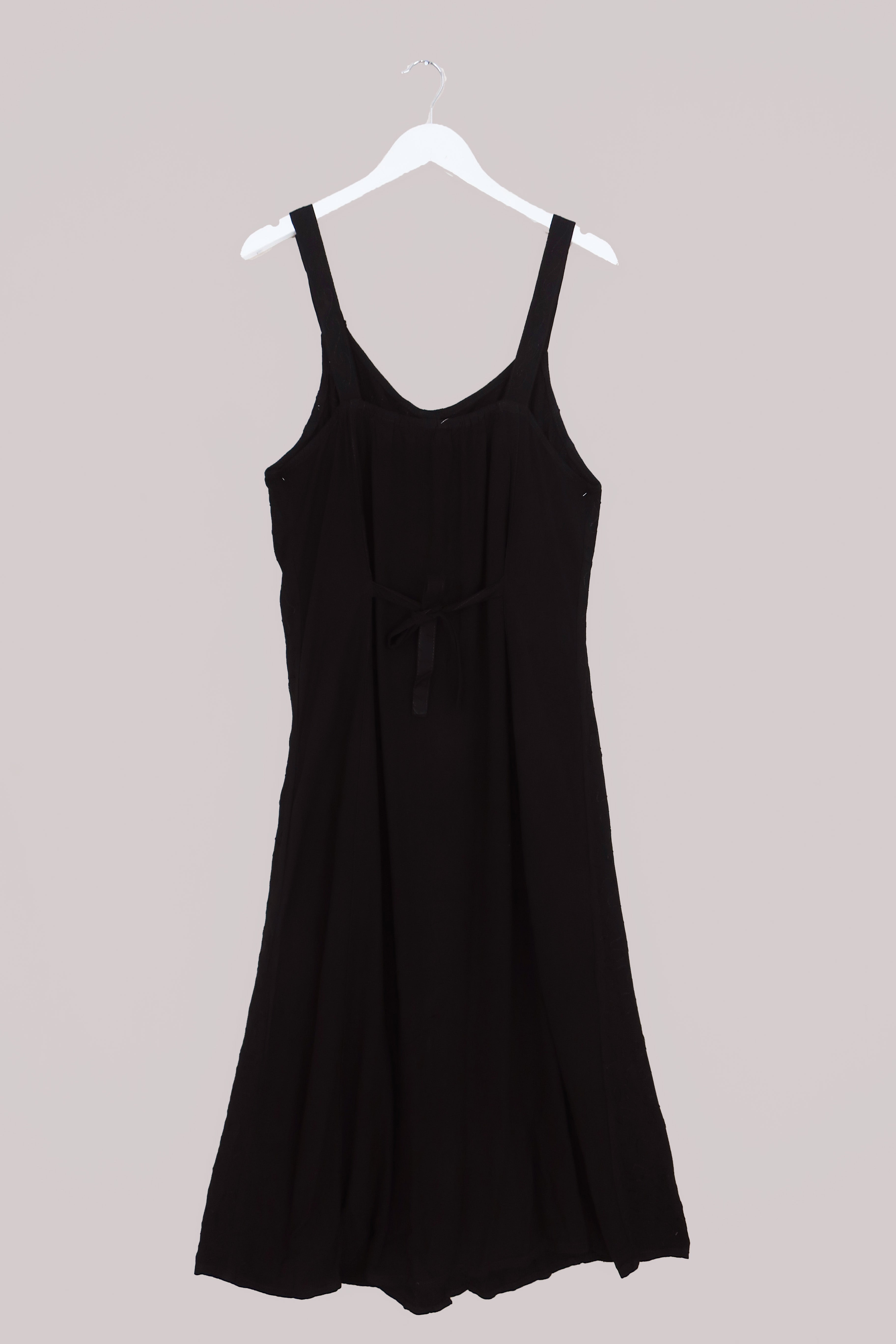 Indian Button-Up Maxi Sundress in Pitch Black