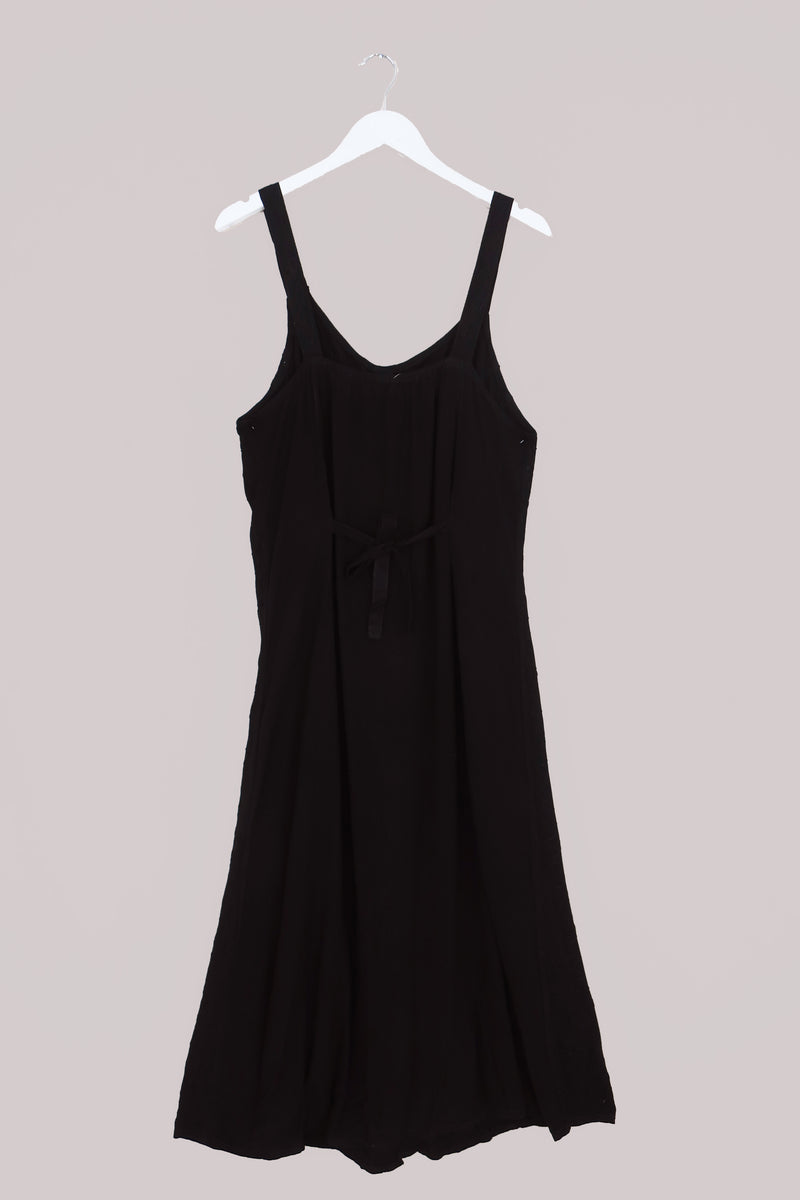 Indian Button-Up Maxi Sundress in Pitch Black