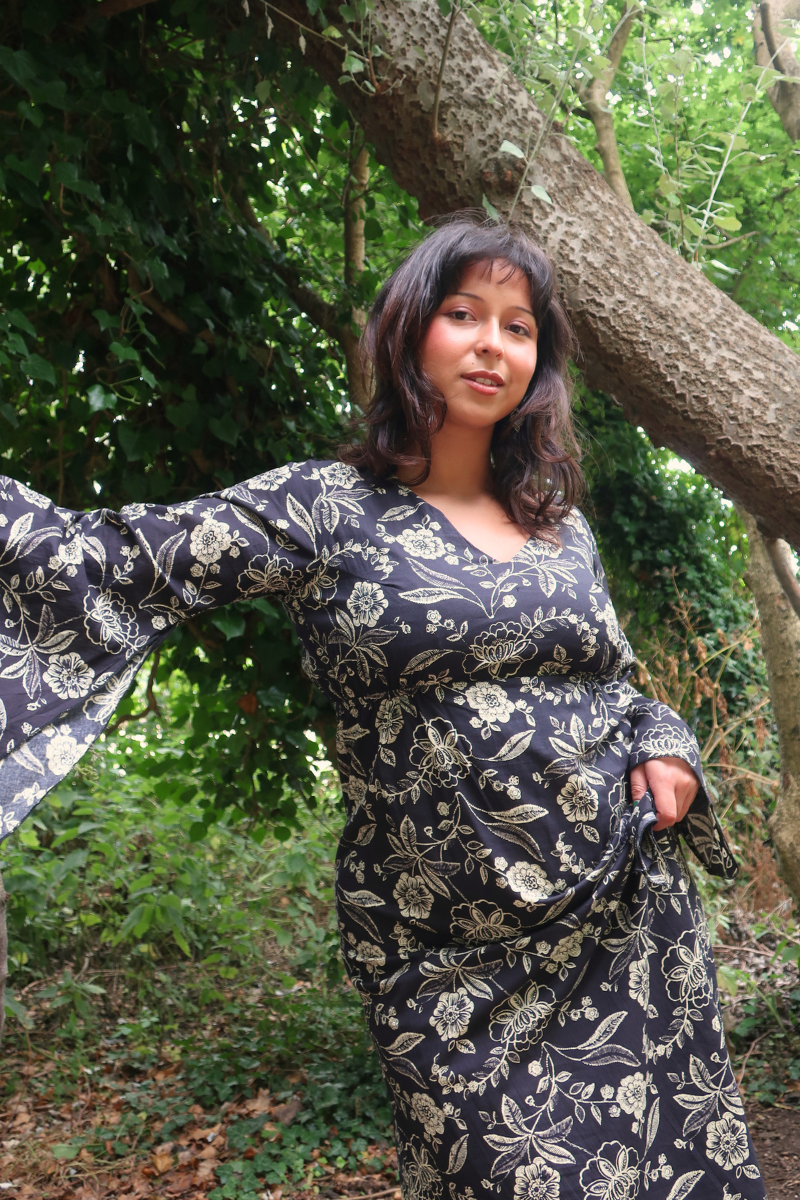 Vanessa Maxi Dress in Black Vintage Florals