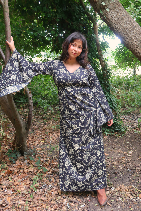 Vanessa Maxi Dress in Black Vintage Florals