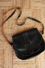Vintage Black Leather Crossbody Purse