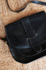 Vintage Black Leather Crossbody Purse