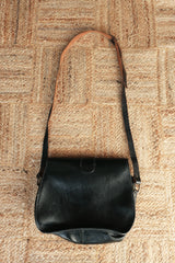 Vintage Black Leather Crossbody Purse