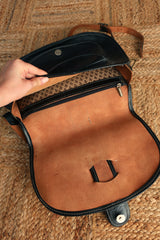 Vintage Black Leather Crossbody Purse