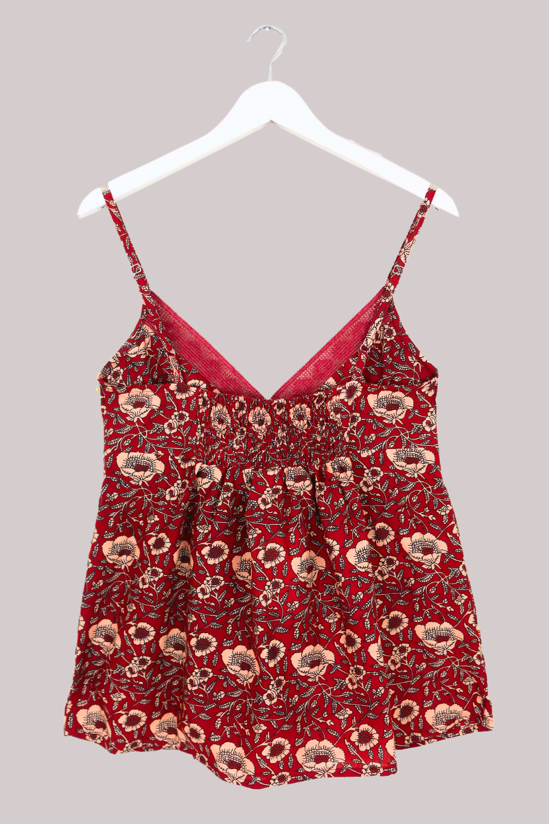 Isobel Cami Top in Poppy Red Block Print Floral