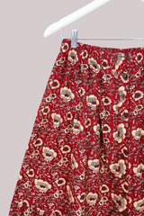 Georgie Button Up Skirt in Poppy Red Block Print Floral