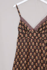 Isobel Maxi Dress in Saddle Brown Block Print Floral