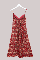 Isobel Maxi Dress in Poppy Red Block Print Floral