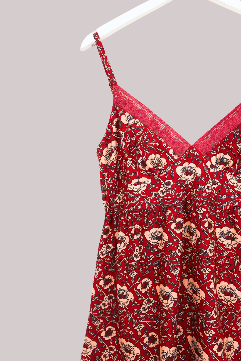 Isobel Maxi Dress in Poppy Red Block Print Floral