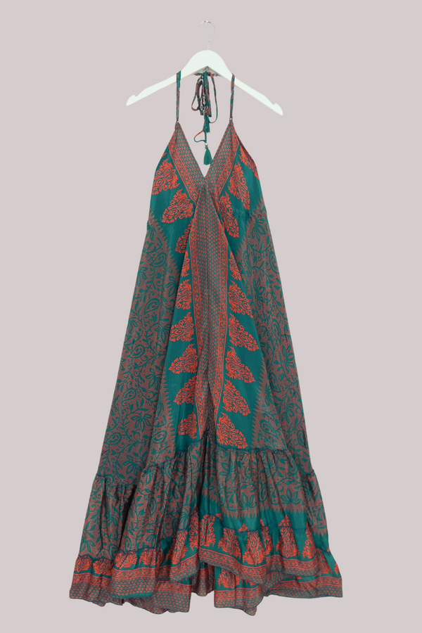 Blossom Halter Maxi Dress - Empress Teal Paisley - Free Size M/L by All About Audrey