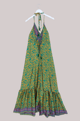 Blossom Halter Maxi Dress - Teal & Sun Swirl - Free Size M/L by All About Audrey