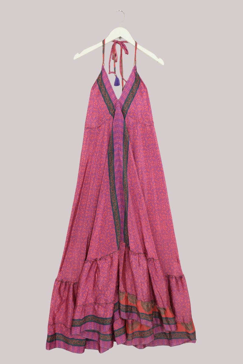 Blossom Halter Maxi Dress - Spiced Coral Wildflower - Free Size M/L by All About Audrey