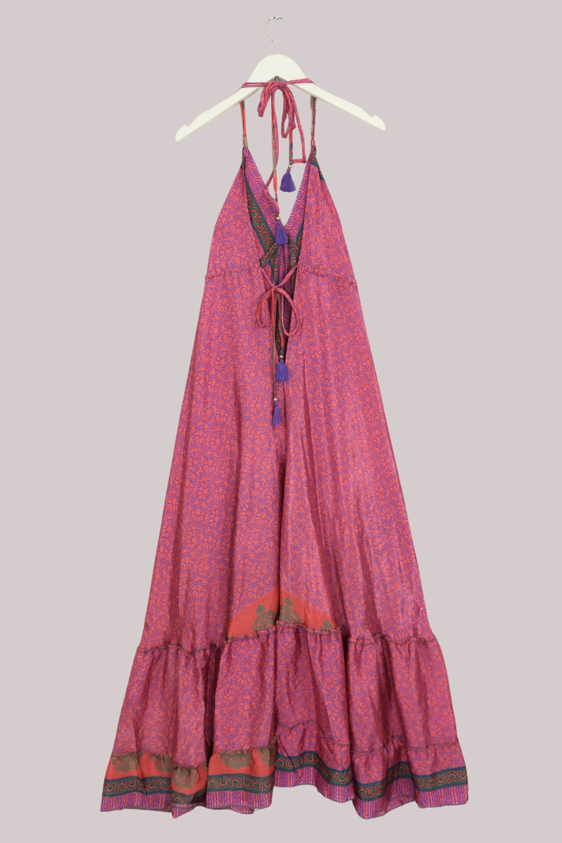 Blossom Halter Maxi Dress - Spiced Coral Wildflower - Free Size M/L by All About Audrey