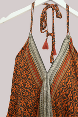 Blossom Halter Maxi Dress - Embroidered Copper Mosaic - Free Size M/L by All About Audrey