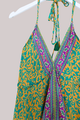Blossom Halter Maxi Dress - Teal & Sun Swirl - Free Size M/L by All About Audrey
