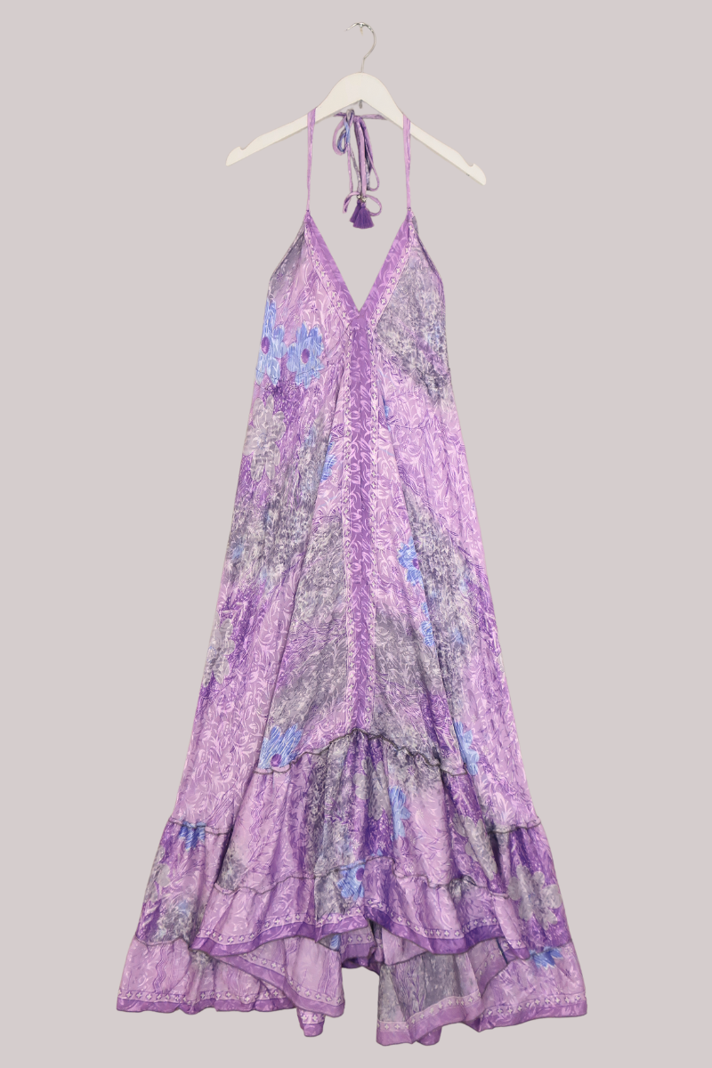 Blossom Halter Maxi Dress - Lilac Watercolour Floral - Free Size M/L by All About Audrey