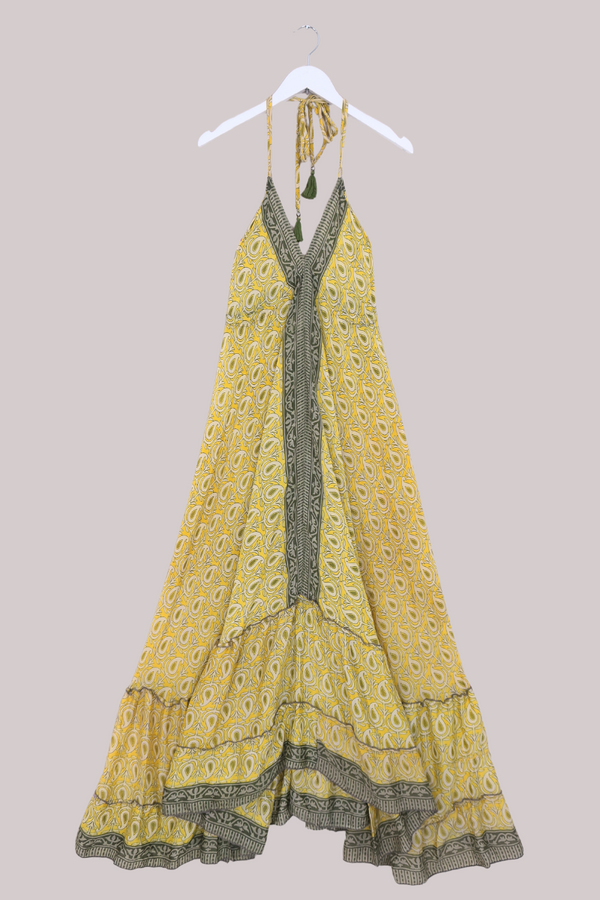 Blossom Halter Maxi Dress - Banana Paisley - Free Size M/L by All About Audrey