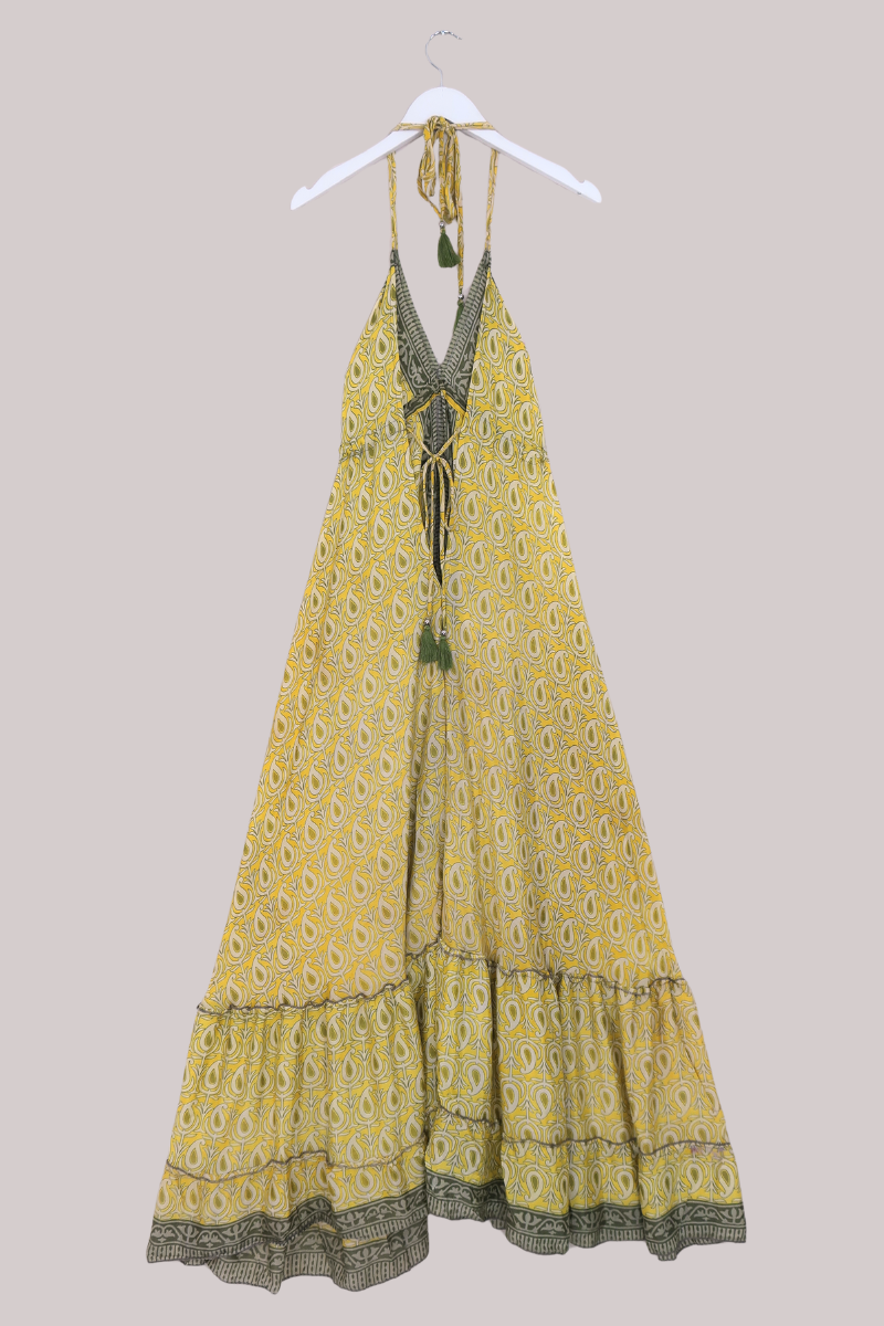 Blossom Halter Maxi Dress - Banana Paisley - Free Size M/L by All About Audrey